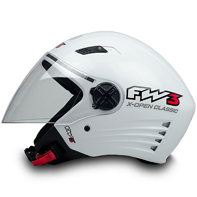 Capacete para Moto Aberto X Open Classic Branco Brilhante com Viseira Cristal Tamanho 56 58 60 - FW3