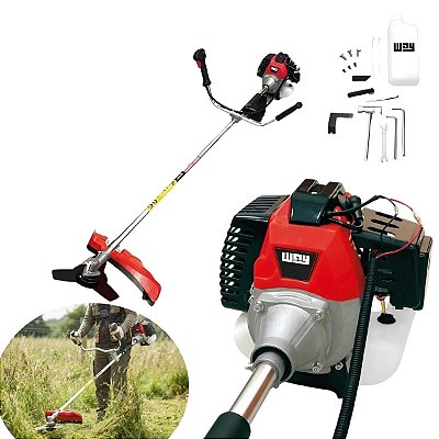 Roçadeira Gasolina 75cc Motor 2 Tempos 1,65kw 7500rpm Para Cortar Mato Grama Vegetação Jardim E Terreno