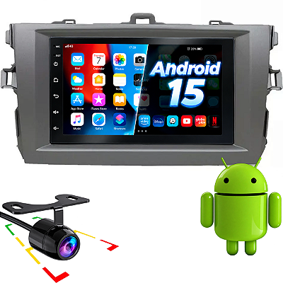 Multimidia Sistema Android 15 Nimus 4GB Ram 64GB Tela 7Pol Câmera de ré + Moldura Corolla 2009 2010 2011 2012 2013 2014