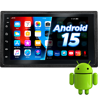 Central Multimídial Android 15 7 Pol 64Gb + 4Gb Ram Carplay + Moldura Honda Fit 2004 até 2014 City 2009 até 2014