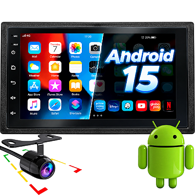 Multimidia Sistema Android 15 Nimus 4GB Ram64GB Tela 7 Pol + Câmera de ré + Moldura Fit 2004 até 2014 City 2009 até 2014