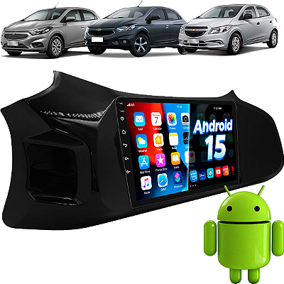 Kit Central Multimídia Nimus Android 15 Tela de 9 Pol Carplay Android Auto Sem Fio Onix 2012 até 2018 + Moldura Completa