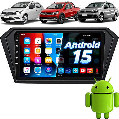 Kit Multimídia Android 15 Nimus Tela 9 Carplay Android Auto S Fio Gol Saveiro Voyage G7 G8 16 até 24 + Moldura Completa