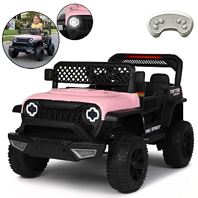 Quadriciclo Elétrico Infantil 12v Rosa Controle Remoto Bluetooth Usb Luz Som Função Balanço Bateria Recarregável