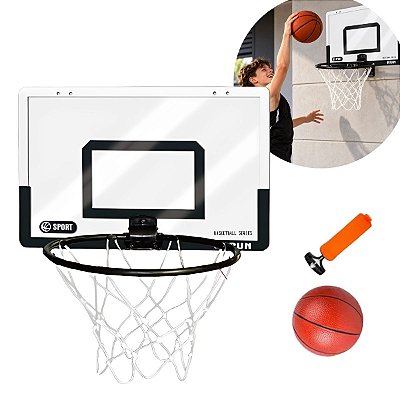 Tabela De Basquete Infantil Para Porta E Parede Com Bola E Bomba De Ar Mini Cesta 40x26cm Para Crianças