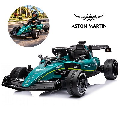 Mini Go Kart Elétrico Infantil 24v Aston Martin Verde Licenciado Controle Remoto 2 Velocidades Som Usb Mp3 Até 6km/h