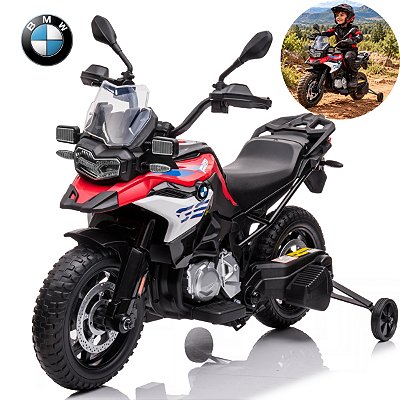 Mini Moto Elétrica Infantil Bmw F850 Gs 12v Vermelha Licenciada Bateria Recarregável Luz Som Até 6km/h 30kg