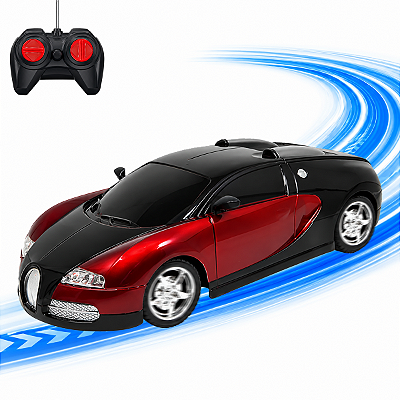 Carrinho De Controle Remoto Brinquedo Corrida Farol que acende Esportivo Estilo Bugatti Veyron Vermelho
