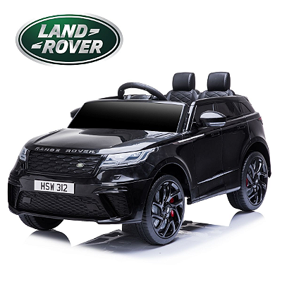 Carrinho Elétrico Infantil Land Rover Ranger Velar Preto Faróis de Led Luzes MP3 SD Controle Remoto