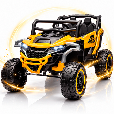Mini Quadriciclo Elétrico Infantil Importway 12V Amarelo e Preto Controle Remoto Celular Bluetooth USB Balanço Suspensão