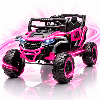 Mini Quadriciclo Elétrico Infantil Importway 12V Rosa Controle Remoto Celular Bluetooth USB Balanço Suspensão Luzes