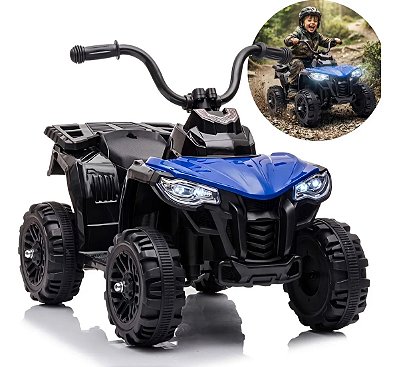 Mini Carro Elétrico Infantil Utv 6v Azul Com Luz Som Frente E Ré Bateria Recarregável Certificado Inmetro