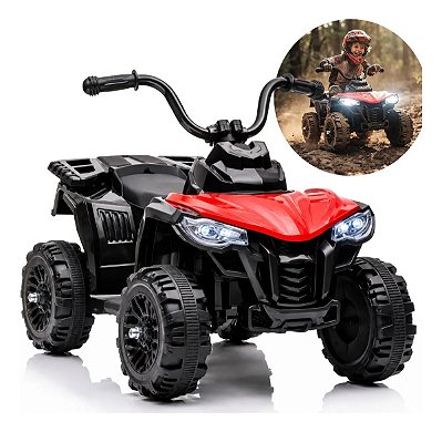 Mini Carro Elétrico Infantil Utv 6v Vermelho Com Luz Som Frente E Ré Bateria Recarregável Certificado Inmetro