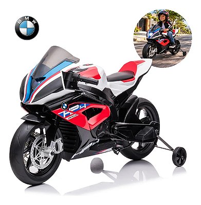 Mini Moto Elétrica Infantil Bmw Hp4 12v Vermelha Licenciada Bateria Recarregável Luz Som Até 6km/h 30kg