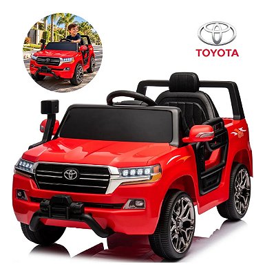 Carro Elétrico Infantil Toyota Land Cruiser 12v Vermelho Licenciado Controle Remoto Luz Som Bateria Recarregável