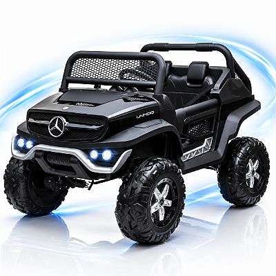 Carrinho Elétrico Licenciado Mercedes Quadriciclo Utv 2 Lugares 12v Usb Controle Remoto Luz de Farol Traseira Dianteira