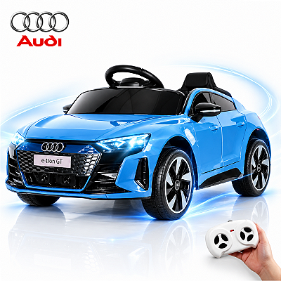 Carrinho Elétrico Audi E-tron Gt Conversivel 6v Infantil Azul Toca MP3 Luz/Som Controle no Pedal e Remoto Suporta 25kg