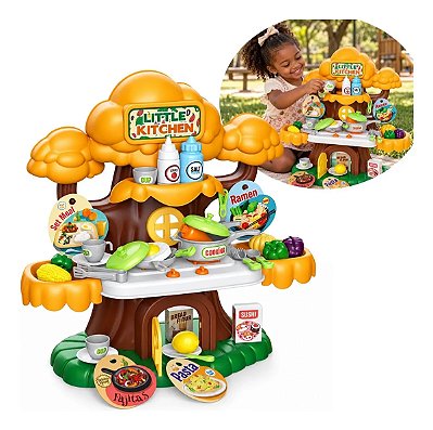Kit Cozinha Infantil Completa 43 Peças Com Panelas Talheres Caneca Comidinhas E Acessórios Brinquedo De Casinha