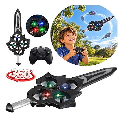 Drone Infantil Formato Espada Voadora Com Controle Remoto Bateria Recarregável 3,7v Brinquedo Para Crianças