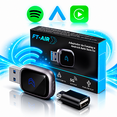 Adaptador CarPlay Android Auto Sem Fio Faaftech FT AIR Chevrolet Cobalt Equinox Montana Onix Prisma S10 Spin Tracker