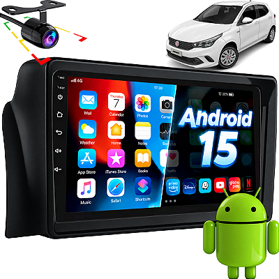 Kit Multimídia Android 15 Nimus Tela 9 Pol Carplay Android Auto S Fio Argo 2018 até 2026 + Moldura Completa + Camera Ré