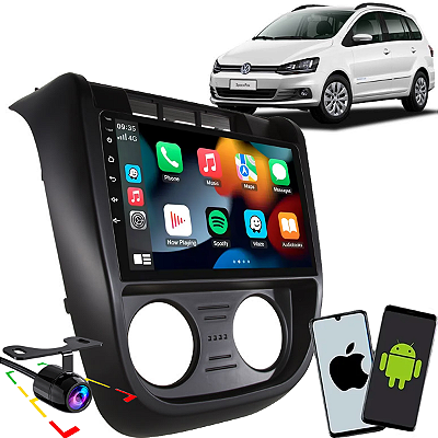 Kit Central Multimídia Tela 9 Pol Carplay Android Auto Espelhamento Sem Fio Spacefox 2003 até 2009 + Moldura e Câmera Ré