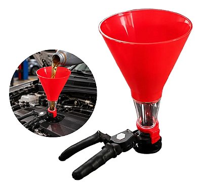 Funil De Óleo Universal Automotivo Femax Com Abraçadeira Ajustável E Tubo Transparente Para Troca De Óleo