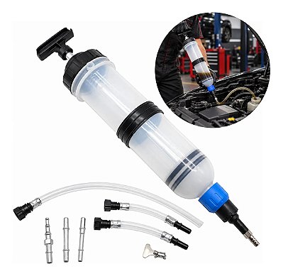 Seringa Extratora De Óleo Manual 1,5l Femax Bomba De Sucção Automotiva Com 3 Mangueiras E Adaptadores