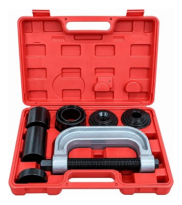 Kit Saca Pivô Extrator Terminal De Direção 10 Peças Prensa Tipo C Com Adaptadores E Maleta Para Oficina