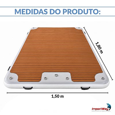 Plataforma Flutuante Inflável 180x150cm Para Lancha Iate Barco Com Escada Bomba Elétrica E Acessórios