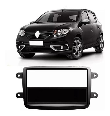 Moldura Central Multimídia Painel 1 Din 2 Din Renault Kwid Captur Sandero Logan Duster Preta AP1099 - EXPEX