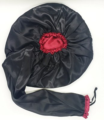 Difusora Touca Cetim Exclusive Anti Frizz Preta com Marsala