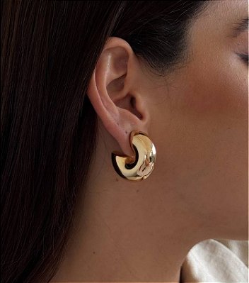 Brinco Argola Puffer Banhada Ouro 18k