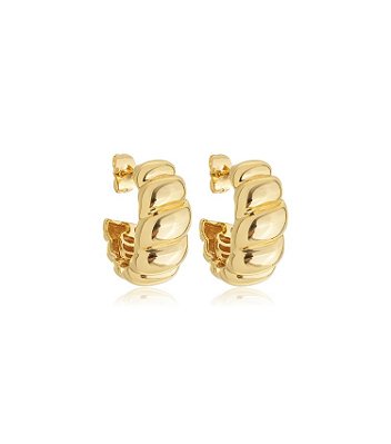 Brinco de Argola Croissant Banhada a Ouro 18k