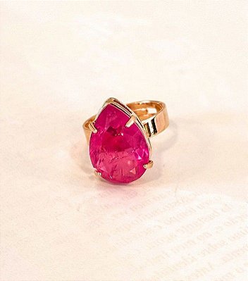 Anel Festa Ajustável Pink Fusion Banhando a Ouro 18k
