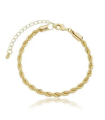 Pulseira Dourada Cordão Baiano 4mm Banhada a Ouro 18k