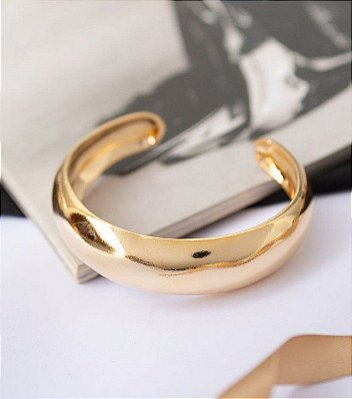 Bracelete Feminino Tubo Liso Banhado a Ouro 18k