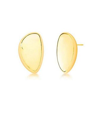 Brinco Dourado Oval Liso Banhado a Ouro 18k