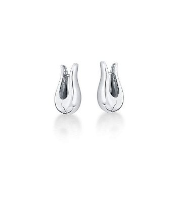Brinco de Argola Curve M Banhada a Ródio Branco