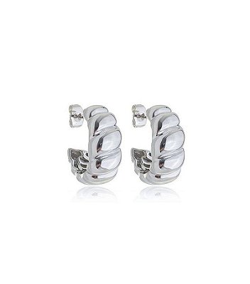 Brinco de Argola Croissant Banho Ródio Branco