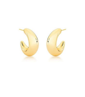 Brinco Argola Abaulada P Banhada a Ouro 18k