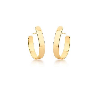 Brinco Argola Lisa Banho Ouro 18k