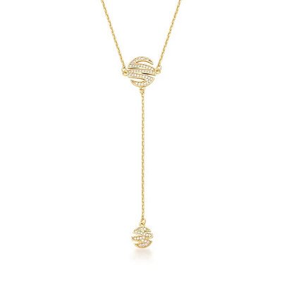 Colar Gravata Cravejado Banho Ouro 18k