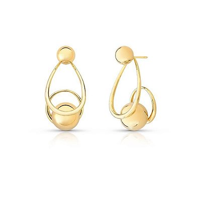 Brinco De Gota Esferas Banho Ouro18k