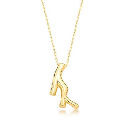 Colar Pingente Curvo Banho Ouro 18k