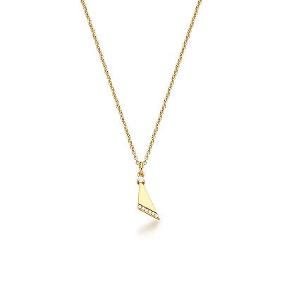 Colar Pingente Curvo Banho Ouro 18k