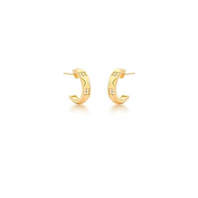 Brinco de Argola Zircônias Banho Ouro 18k