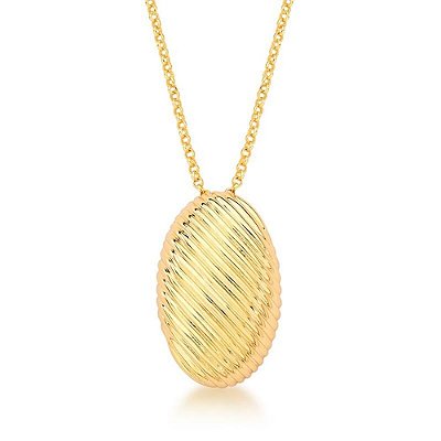 Colar Pingente Texturizado Banho Ouro 18k