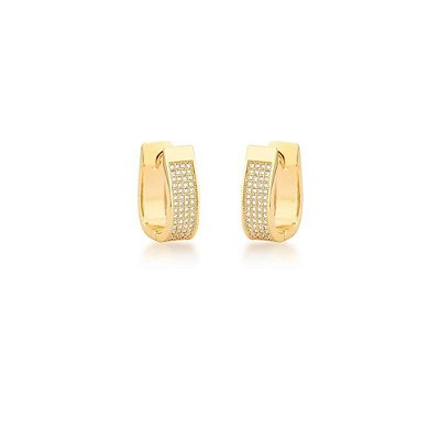 Brinco de Argola Cravejada P Banho Ouro 18k