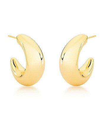 Brinco Argola Abaulada G Banhada a Ouro 18k